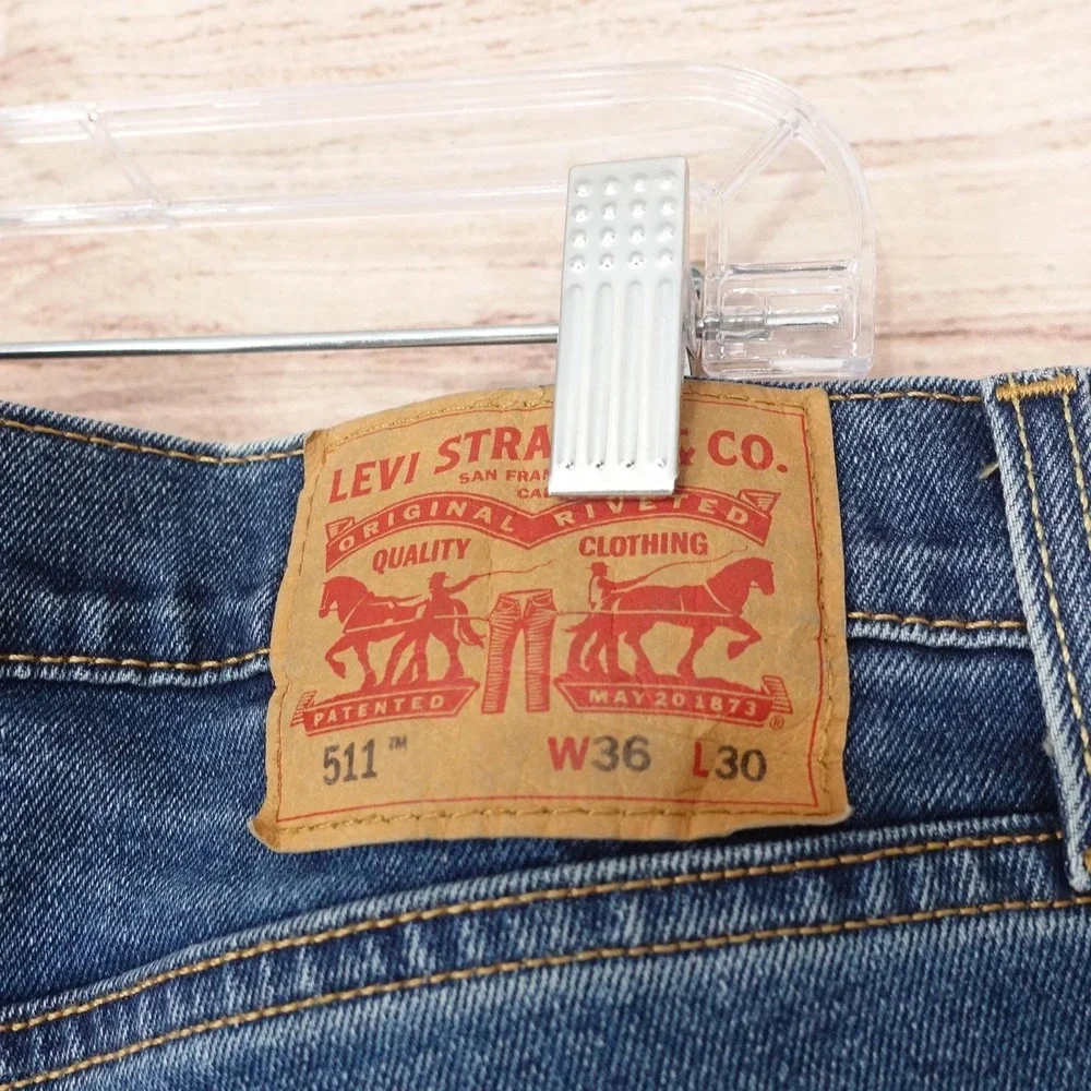Levis 511 Jeans Mens 36x30 Blue Medium Wash Slim Fit Stretch Denim Pants
